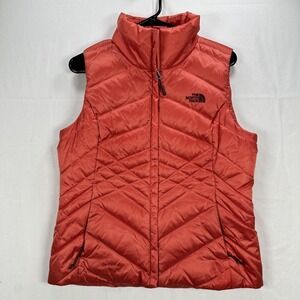 The North Face 550 Down Aconcagua 3 Vest Womens Medium Salmon Quilted Puffer Zip